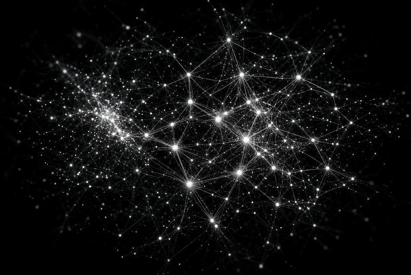 A constellation of connected points, representing property data linked across sources