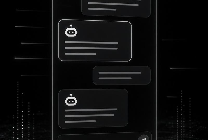 A support conversation interface with queued replies, representing automated customer support